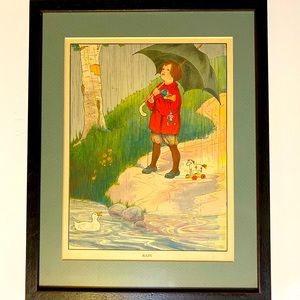 ‘Rain’ Framed Children’s Nursery Rhyme Illustration Series.